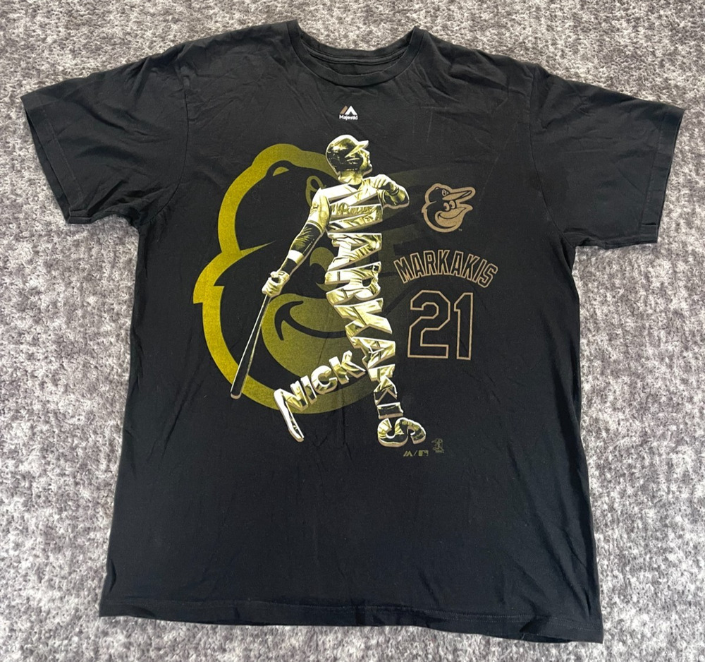 Majestic Baltimore Orioles Nick Markakis Men's XL Black Short Sleeve T Shirt MLB